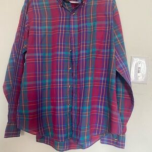 Tasso Elba Blue and Green Casual Button Down Shirt